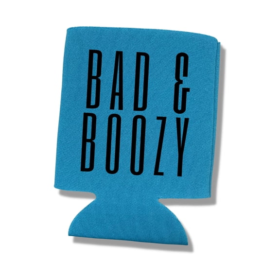 Neon Bad and Boozy Bachelorette Party Beer Can Coolers, Bachelorette Coolies, Wedding Party Favors (1 Neon Blue, Bad and Boozy)