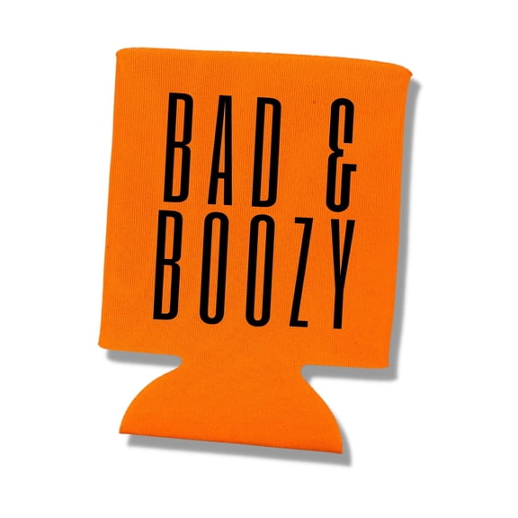 Neon Bad and Boozy Bachelorette Party Beer Can Coolers, Bachelorette Coolies, Wedding Party Favors (1 Neon Orange, Bad and Boozy)