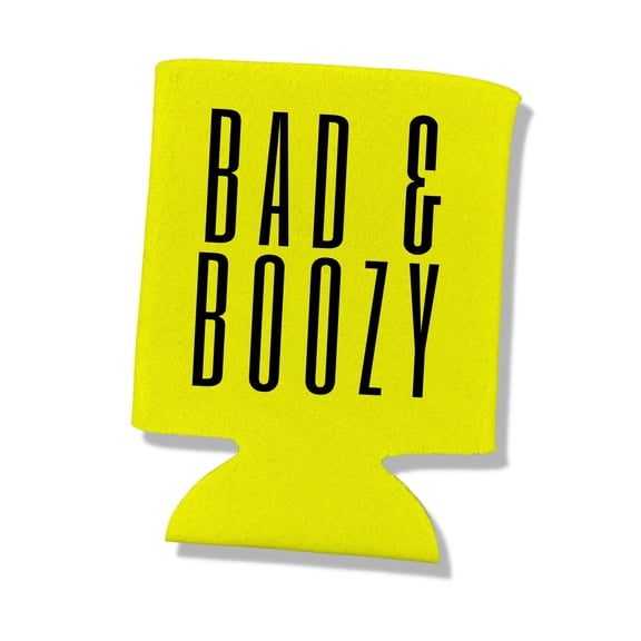 Neon Bad and Boozy Bachelorette Party Beer Sleeves, Bachelorette Coolies, Wedding Party Favors (1 Neon Yellow, Bad and Boozy)