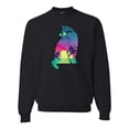 thumbnail image 1 of Neon Beach Sunset Cat California Vibes | Mens Animal Lover Crewneck Graphic Sweatshirt, Black, Small, 1 of 4