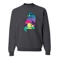 thumbnail image 1 of Neon Beach Sunset Cat California Vibes | Mens Animal Lover Crewneck Graphic Sweatshirt, Charcoal, X-Large, 1 of 4