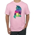 thumbnail image 1 of Neon Beach Sunset Cat California Vibes | Mens Animal Lover Graphic T-Shirt, Light Pink, Small, 1 of 4