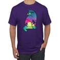 thumbnail image 1 of Neon Beach Sunset Cat California Vibes | Mens Animal Lover Graphic T-Shirt, Purple, 4XL, 1 of 4