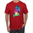 thumbnail image 1 of Neon Beach Sunset Cat California Vibes | Mens Animal Lover Graphic T-Shirt, Red, X-Large, 1 of 4