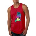 thumbnail image 1 of Neon Beach Sunset Cat California Vibes | Mens Animal Lover Graphic Tank Top, Red, Large, 1 of 4