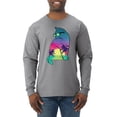 thumbnail image 1 of Neon Beach Sunset Cat California Vibes | Mens Animal Lover Long Sleeve T-Shirt, Heather Grey, Medium, 1 of 1