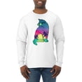 thumbnail image 1 of Neon Beach Sunset Cat California Vibes | Mens Animal Lover Long Sleeve T-Shirt, White, 2XL, 1 of 1