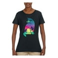 thumbnail image 1 of Neon Beach Sunset Cat California Vibes | Womens Animal Lover Graphic T-Shirt, Black, Small, 1 of 4