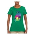 thumbnail image 1 of Neon Beach Sunset Cat California Vibes | Womens Animal Lover Graphic T-Shirt, Kelly, Small, 1 of 4