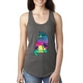 thumbnail image 1 of Neon Beach Sunset Cat California Vibes | Womens Animal Lover Jersey Racerback Tank Top, Dark Grey, Large, 1 of 4