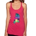 thumbnail image 1 of Neon Beach Sunset Cat California Vibes | Womens Animal Lover Premium Tri-Blend Racerback Tank Top, Shocking Pink, Small, 1 of 4