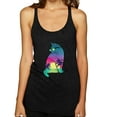 thumbnail image 1 of Neon Beach Sunset Cat California Vibes | Womens Animal Lover Premium Tri-Blend Racerback Tank Top, Vintage Black, X-Large, 1 of 4