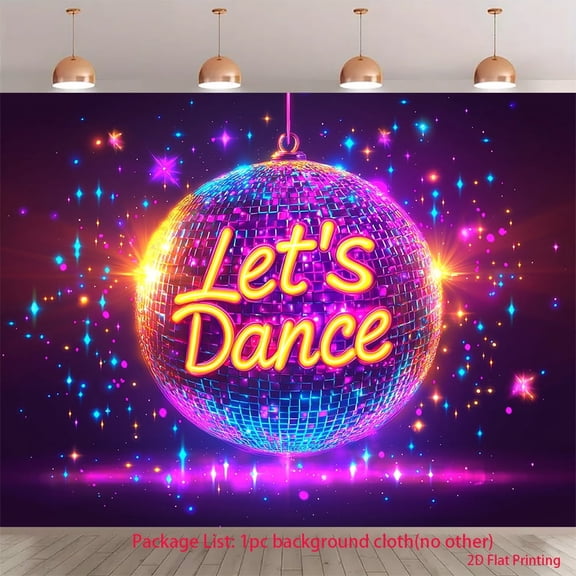 Neon Birthday Party Backdrop Disco Ball Let's Dance Photography Background Colorful Glitter Star Birthday Party Decorations Banner Supplies Photo Booth Props