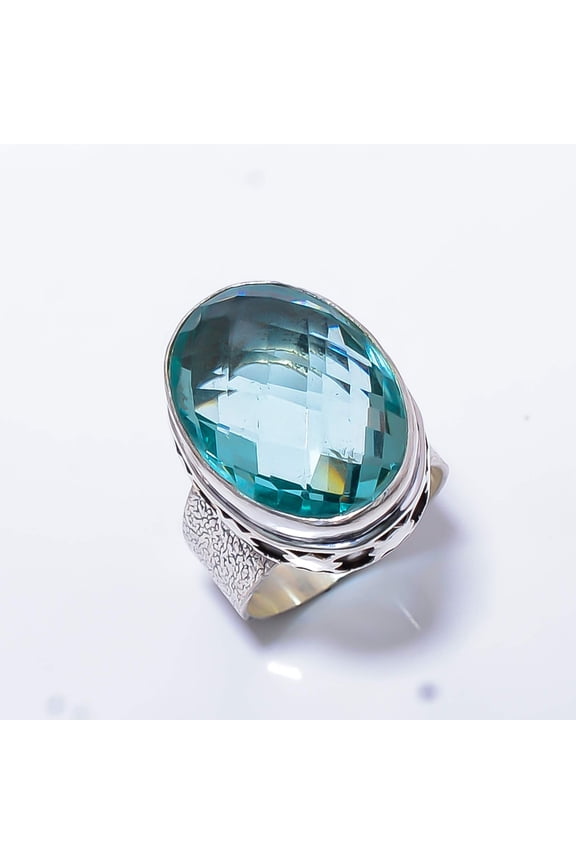 Neon Blue Apatite 925 Sterling Silver Handmade Ring s.9 R7929-117