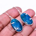 thumbnail image 1 of Neon Blue Apatite -Bahia Mines Designer Handmade 925 Sterling Silver Earring 1.56", Neon Blue Apatite Earring E_9505_345_32, 1 of 2