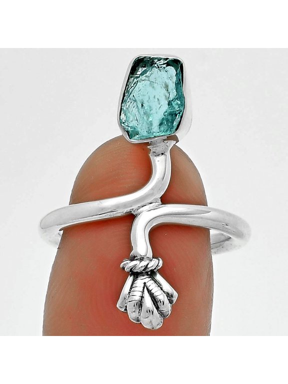 Neon Blue Apatite - Madagascar 925 Sterling Silver Ring s.7.5 Jewelry R-1482 SDR175069