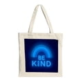 thumbnail image 1 of Neon Blue ' BE KIND ' Tote Bag with Rainbow Design - Stylish Dark Blue Canvas Perfect for Shopping Travel and Parties, 1 of 4