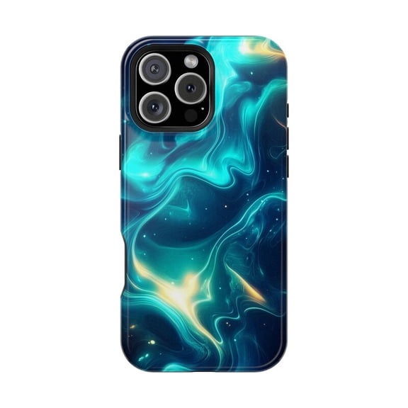 Neon Blue Electric Fluid Abstract Pattern Art iPhone Case 17 16 15 14 13 12 11 Pro Max