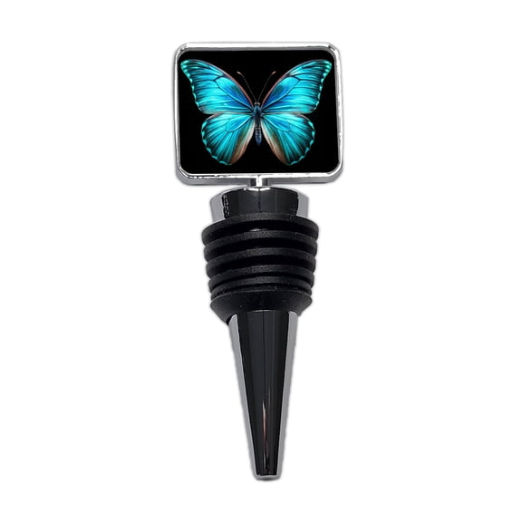 Neon Blue Teal Butterfly Wine Bottle Stopper Cap Plug