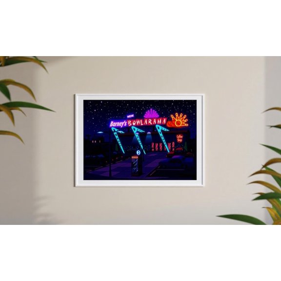 Neon Bowling Alley Poster Retro Night Entertainment Scene Vibrant Lights Wall Decor Print 16x24 UNFRAMED