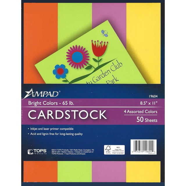 Neon Bright Colors Printable Cardstock Paper 8 1/2"x11" Inkjet/Laser
