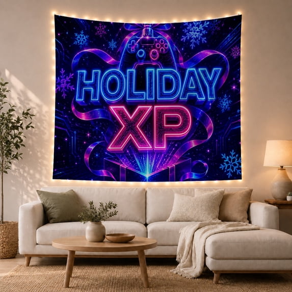 Neon Bright Glowing with Effect Magenta Also Sits, Mystical Fantasy for Space Lovers, Galaxy Room Decor, Christmas Gift, Tapestry Wall Hanging for Bedroom and Dorm