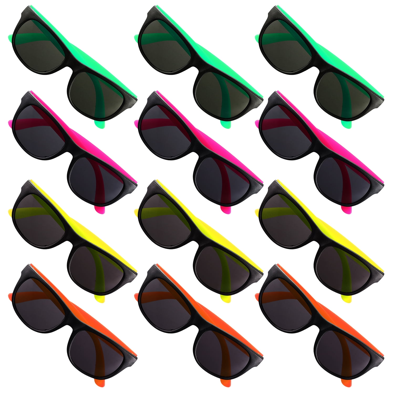Neon Bulk Sunglasses - 12 Pieces - 5.5 Inches - Ideal for Kids and