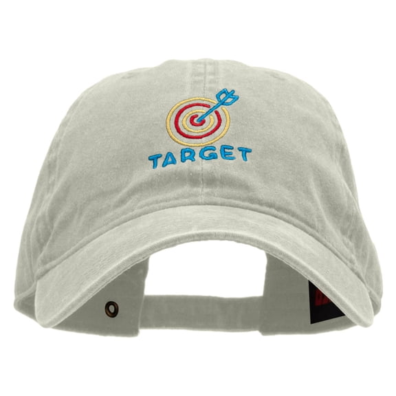 Neon Bulls Eye Embroidered Washed Cotton Brass Buckle Cap - Stone OSFM