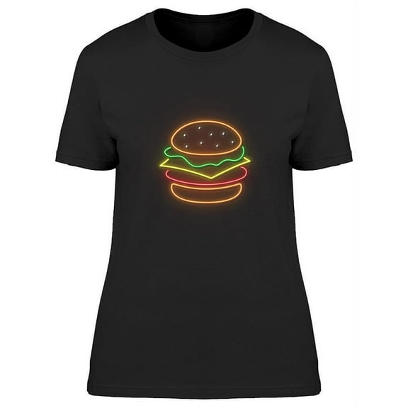 Neon Burger Design T-Shirt Women -Image by Shutterstock, Female Small