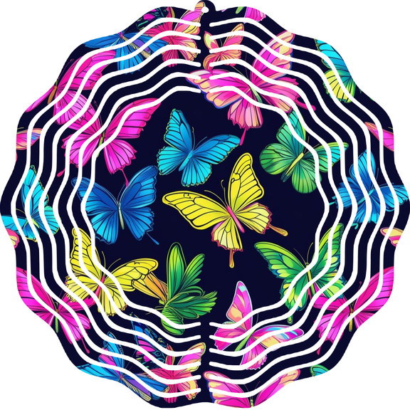 Neon Butterfly 10" Metal Wind Spinner Outdoor Kinetic Décor