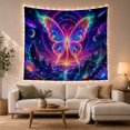 thumbnail image 1 of Neon Butterfly Above Alien Falls and Lotus Valley, Mystical Surreal for Fantasy Fans, Cosmic Butterfly Art, Birthday Gift, Tapestry Wall Hanging for Bedroom, Studio and Dorm, 1 of 7