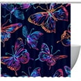 Neon Butterfly Shower Curtain, Waterproof Fabric Shower Curtain Liner