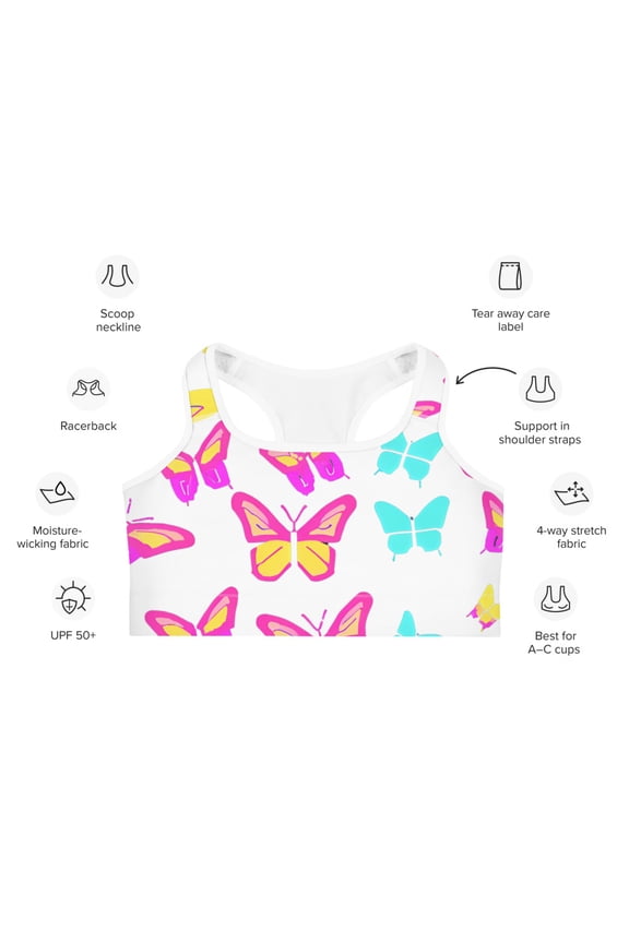Neon Butterfly Sports bra (White, S)
