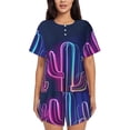 thumbnail image 1 of Neon Cactus (38) Womens Pajamas Short Set Soft Short Sleeve Sleepwear Button Down Pjs Set with Pockets S XXL Xx Large, 1 of 5