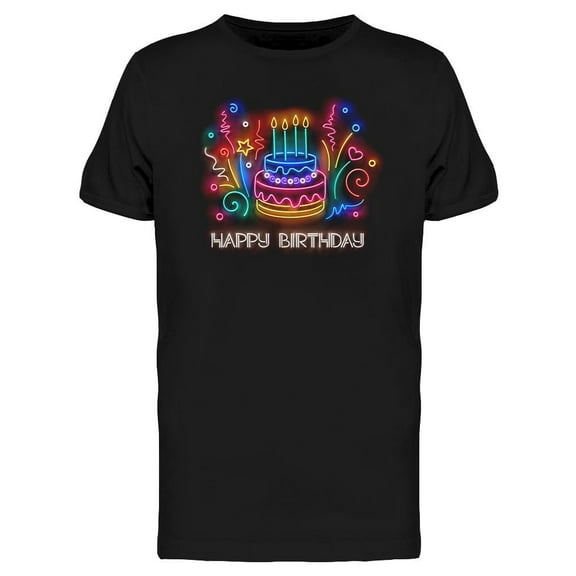 Neon Cake For Birthday T-Shirt Men -Image by Shutterstock, Male Medium