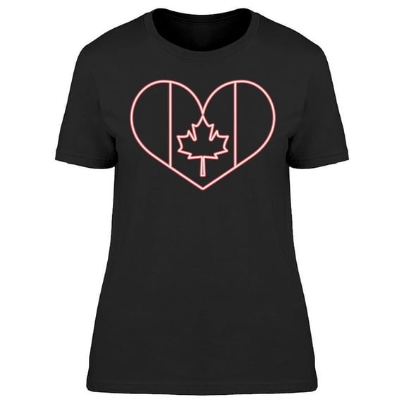 Neon Canada Flag Heart T-Shirt Women -Image by Shutterstock, Female 3X-Large