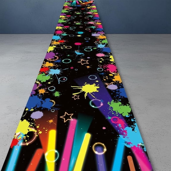 Neon Carpet Runner Party Decorations Glow in The Dark Carpet 80s Rug Neon Aisle Runner Light up Dance Floor Fluorescent Glow in The Dark Birthday Wedding Party Supplies Favors