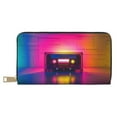 thumbnail image 1 of Neon Cassette Tape Wallet Women, Leather Bifold Multi Card Wallet, Women's Wallets, Long Purse, 1 of 7