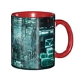 thumbnail image 1 of Neon Cat Coffee Mug Fun Custom Ceramic Mugs 11oz Red, 1 of 5