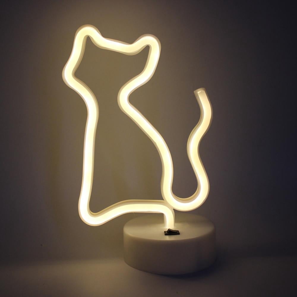 Neon Cat Lamp Light - Cute LED Cat Night Light for Kids' Room or Animal ...