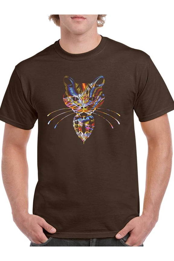 Neon Cat T-Shirt Men -Image by Shutterstock, Male Large