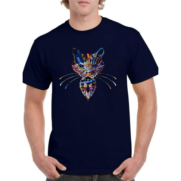Neon Cat T-Shirt Men -Image by Shutterstock, Male Medium