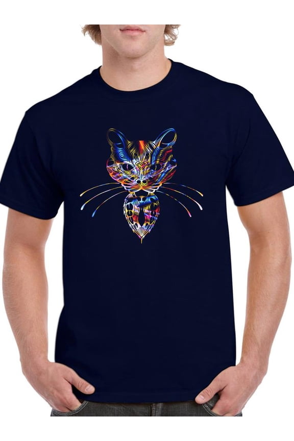 Neon Cat T-Shirt Men -Image by Shutterstock, Male x-Large