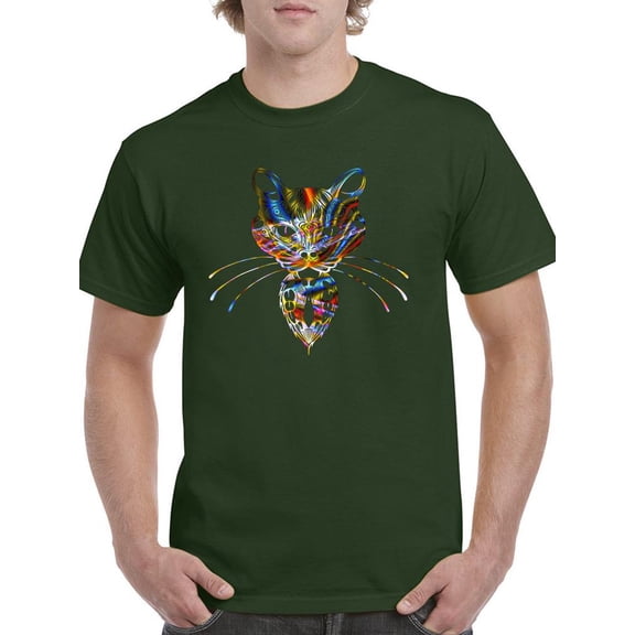 Neon Cat T-Shirt Men -Image by Shutterstock, Male x-Large