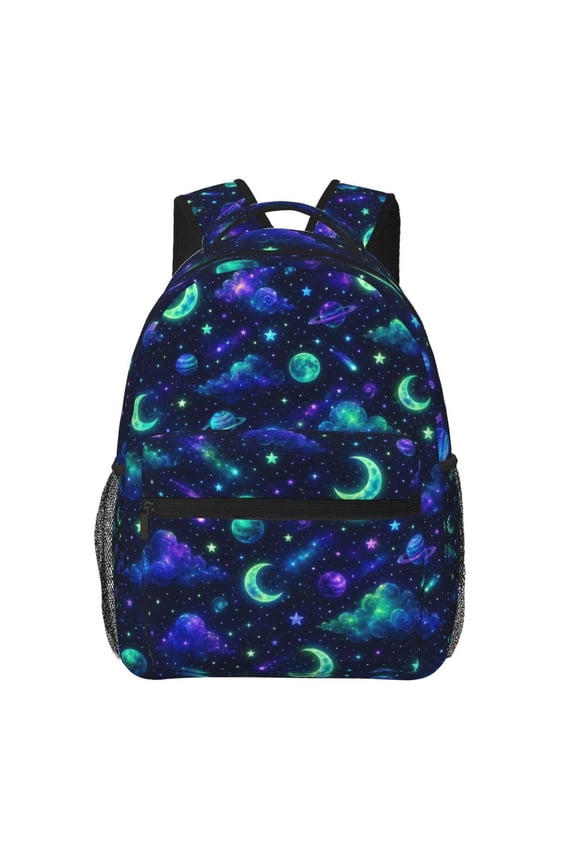 Neon Celestial Galaxy Backpack Lightweight Travel Bag for Men and Women
