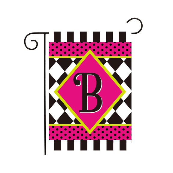 Neon Checkerboard Monogram - B Flag 12x18 POLE NOT INCLUDED Garden Flag