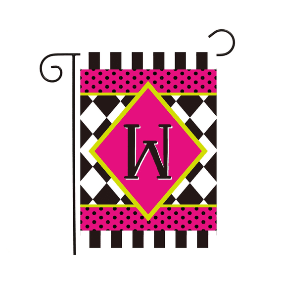 Neon Checkerboard Monogram - W Flag 12x18 POLE NOT INCLUDED Garden Flag