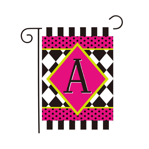 Neon Checkerboard Monogram - a Flag 12x18 POLE NOT INCLUDED Garden Flag