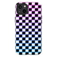 thumbnail image 1 of Neon Checkerboard Phone Case, Cyberpunk Pink Blue Gradient Y2K E-Girl Cover for iPhone 17 16 15 14 13 12 11 Pro Plus Mini, 1 of 6