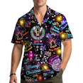 thumbnail image 1 of Neon Christmas Hawaiian Shirt, Colorful Santa Claus Merry Xmas Lights Shirt, Funny Holiday Outfit, 1 of 6